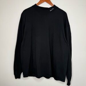 Vintage Black Mock Neck Long Sleeve – 100% Cotton (XL) Made in USA